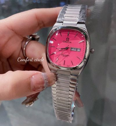 Omega Vintage Seamaster Quartz Movement 36MM Pink Dial Lady Watch